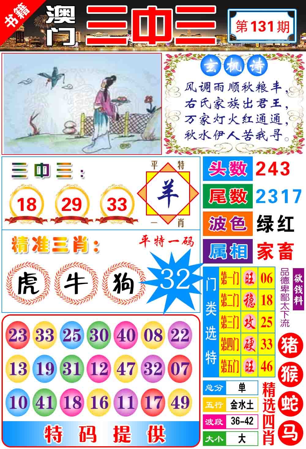 131期澳门宝典三中三[图]