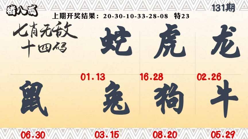 131期七肖无敌14码[图]