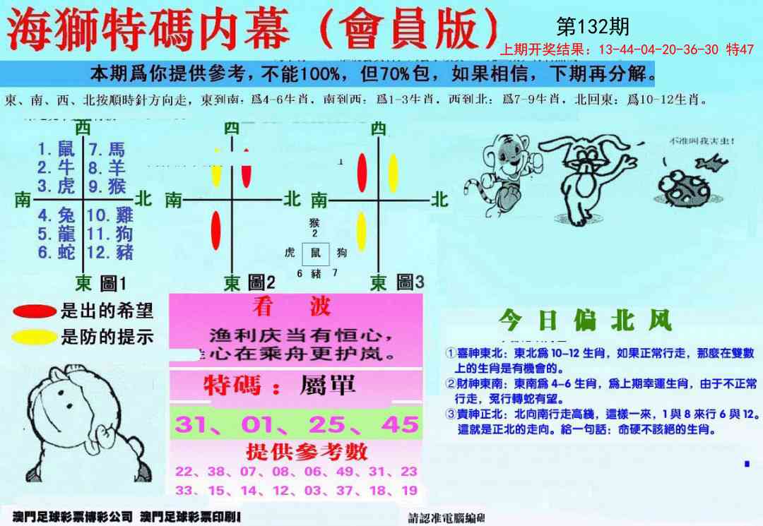 132期另版海狮特码内幕报[图]
