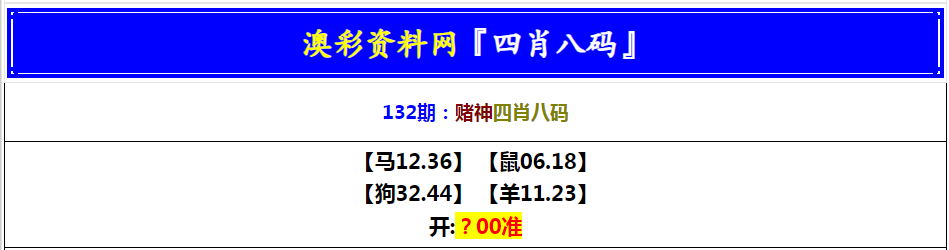 132期赌神四肖八码[图]