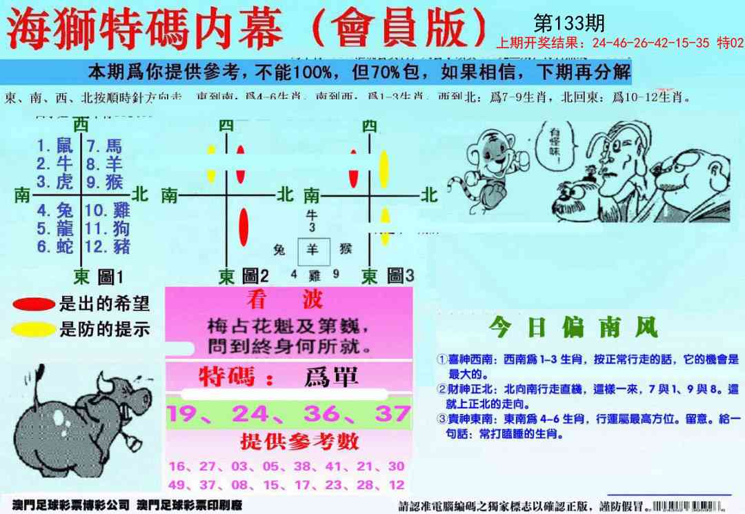 133期另版海狮特码内幕报[图]