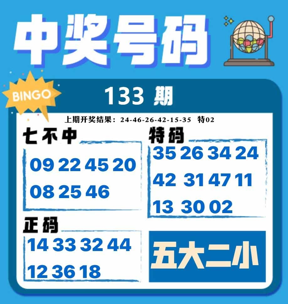 133期中奖号码[图]