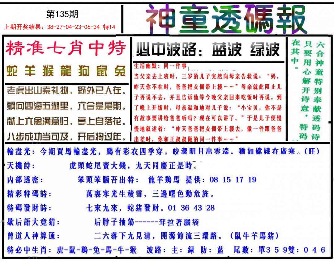 135期神童透码报[图]