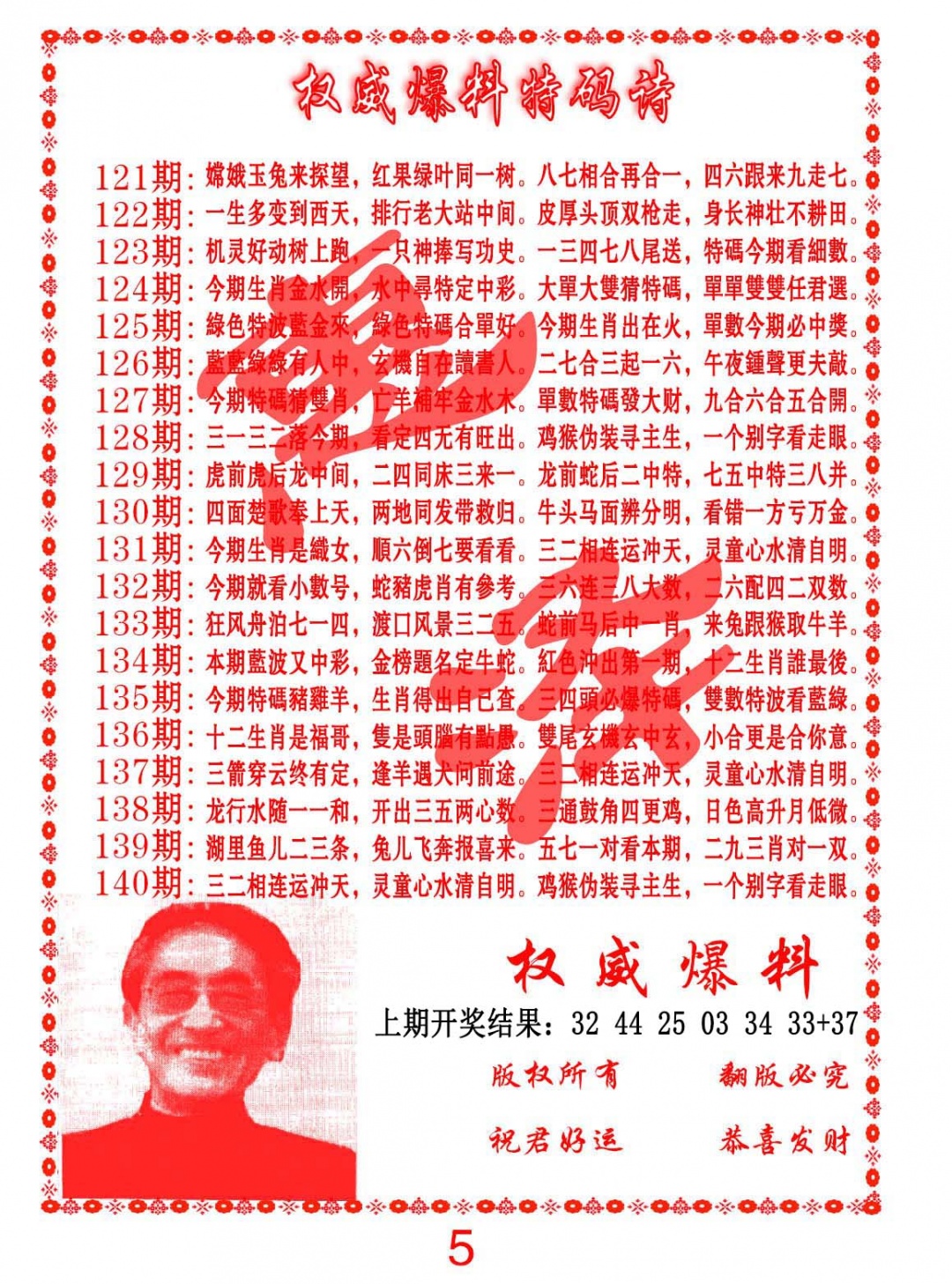136期权威爆料特码诗[图]