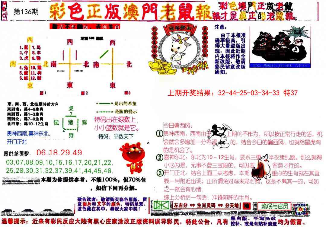 136期彩色正版澳门老鼠报[图]