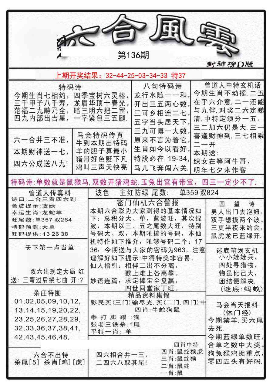 136期六合风云A[图]