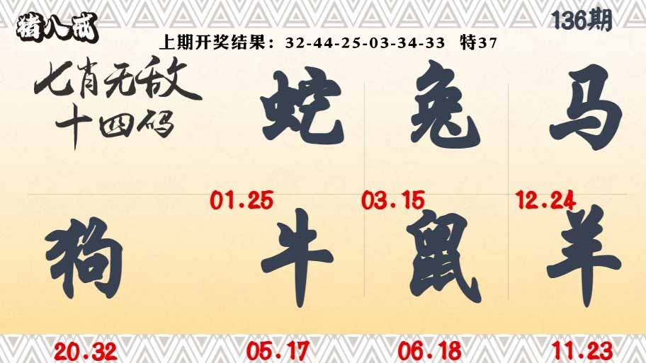 136期七肖无敌14码[图]