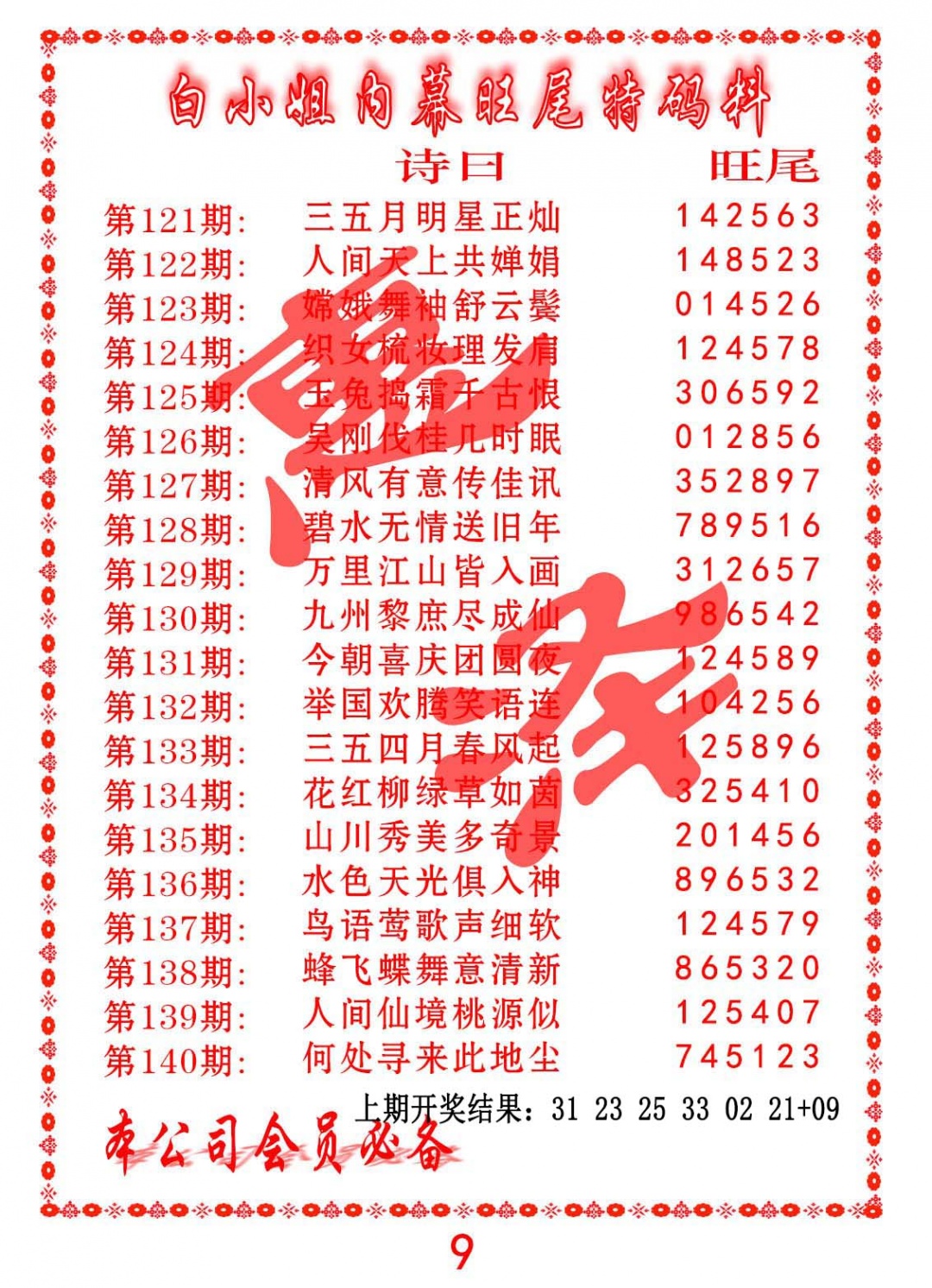 137期内幕旺尾特码料[图]