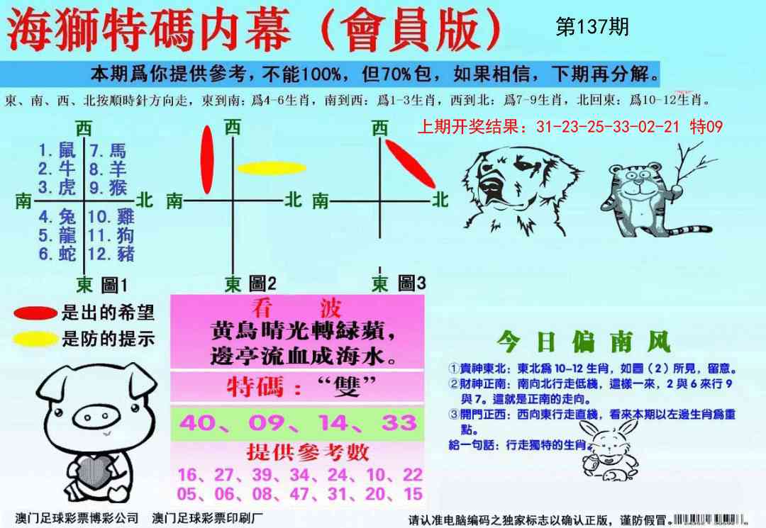 137期海狮特码会员报[图]