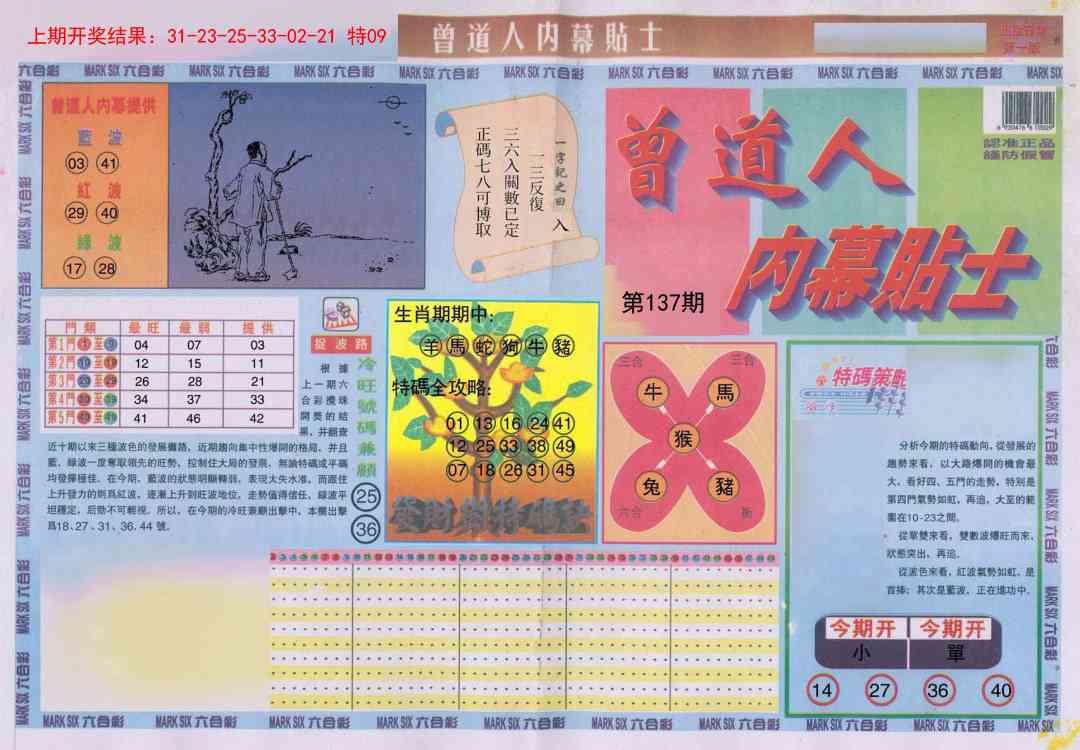 137期曾道人内幕贴士A[图]