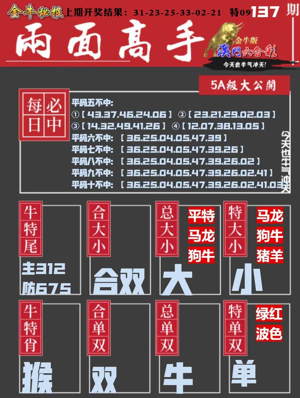 137期金牛两面高手[图]