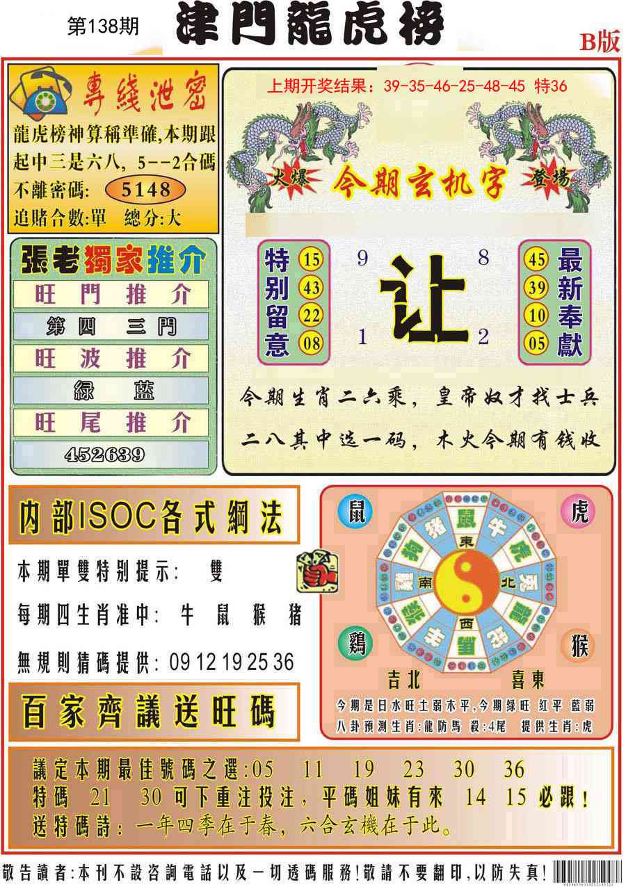 138期津门龙虎榜B[图]