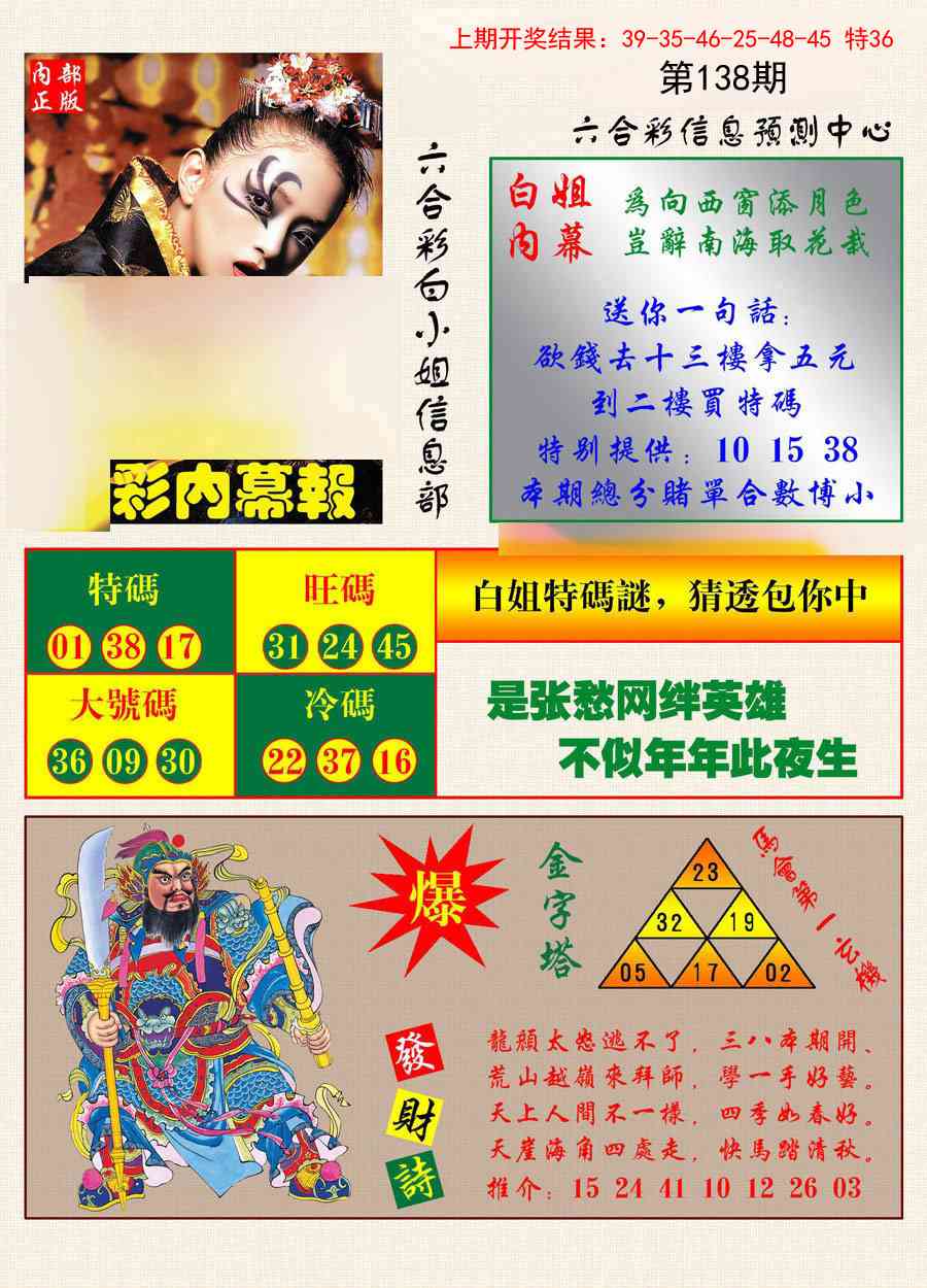 138期港彩内幕报[图]
