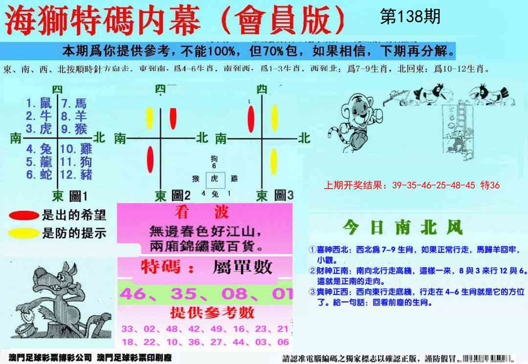 138期另版海狮特码内幕报[图]