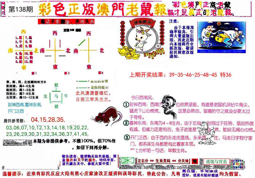 138期彩色正版澳门老鼠报[图]