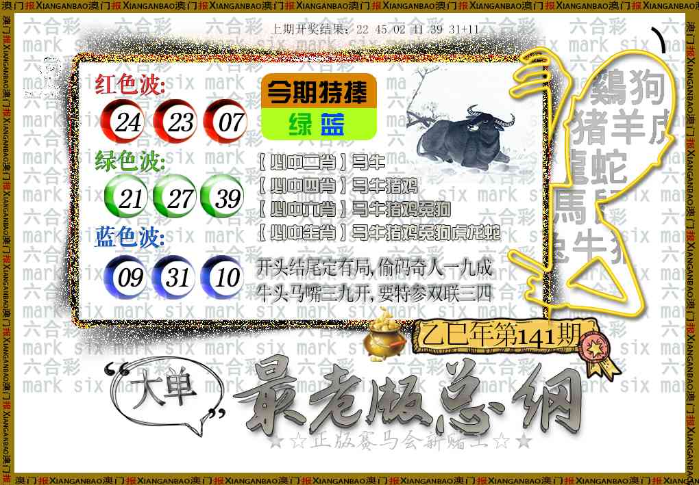 141期最老版总纲[图]