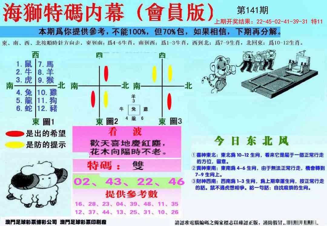 141期另版海狮特码内幕报[图]
