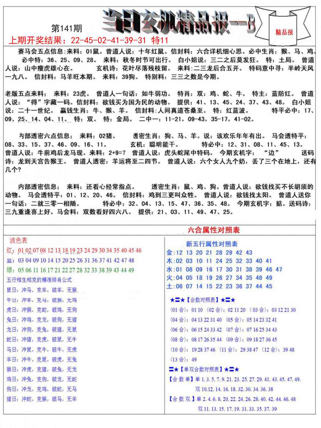 141期当日玄机精品报B[图]