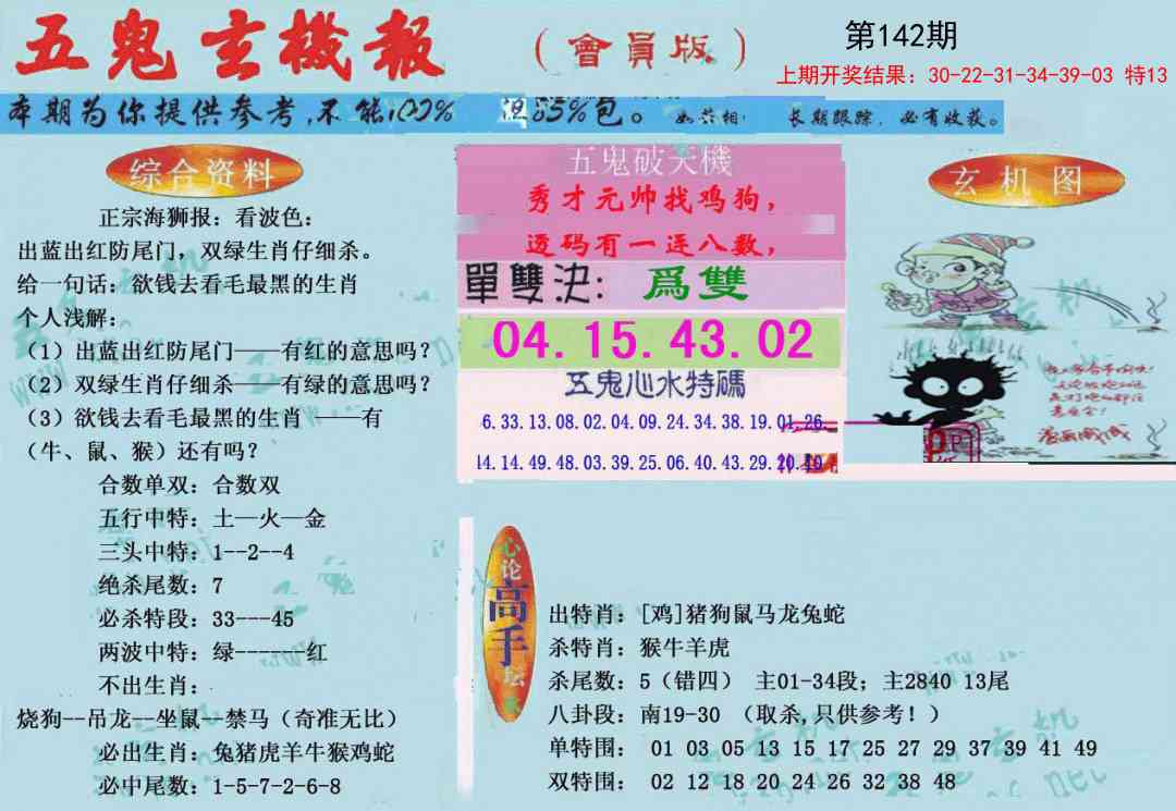 142期新五鬼玄机[图]