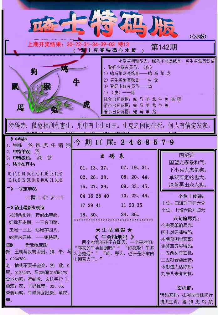 142期骑士特码版[图]