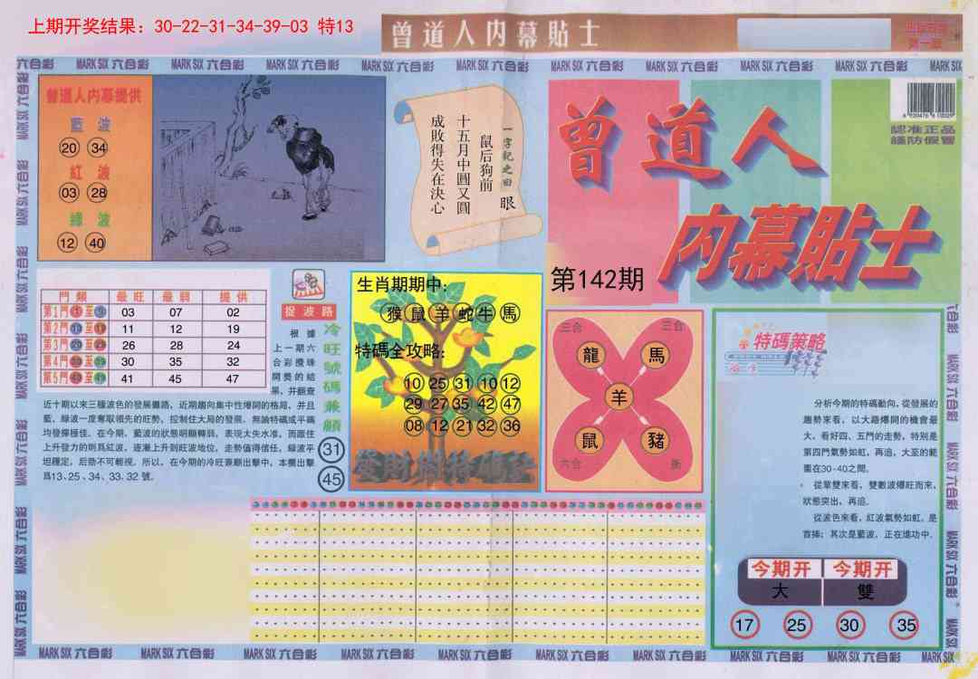 142期曾道人内幕贴士A[图]