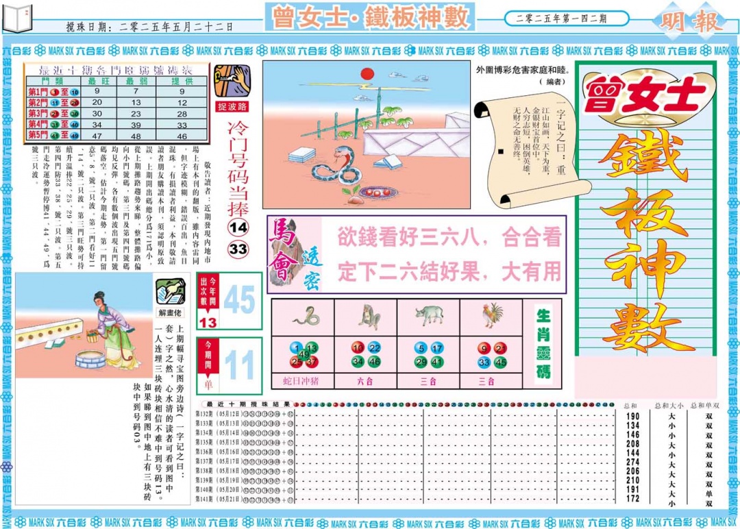 142期曾女士铁板神数A[图]