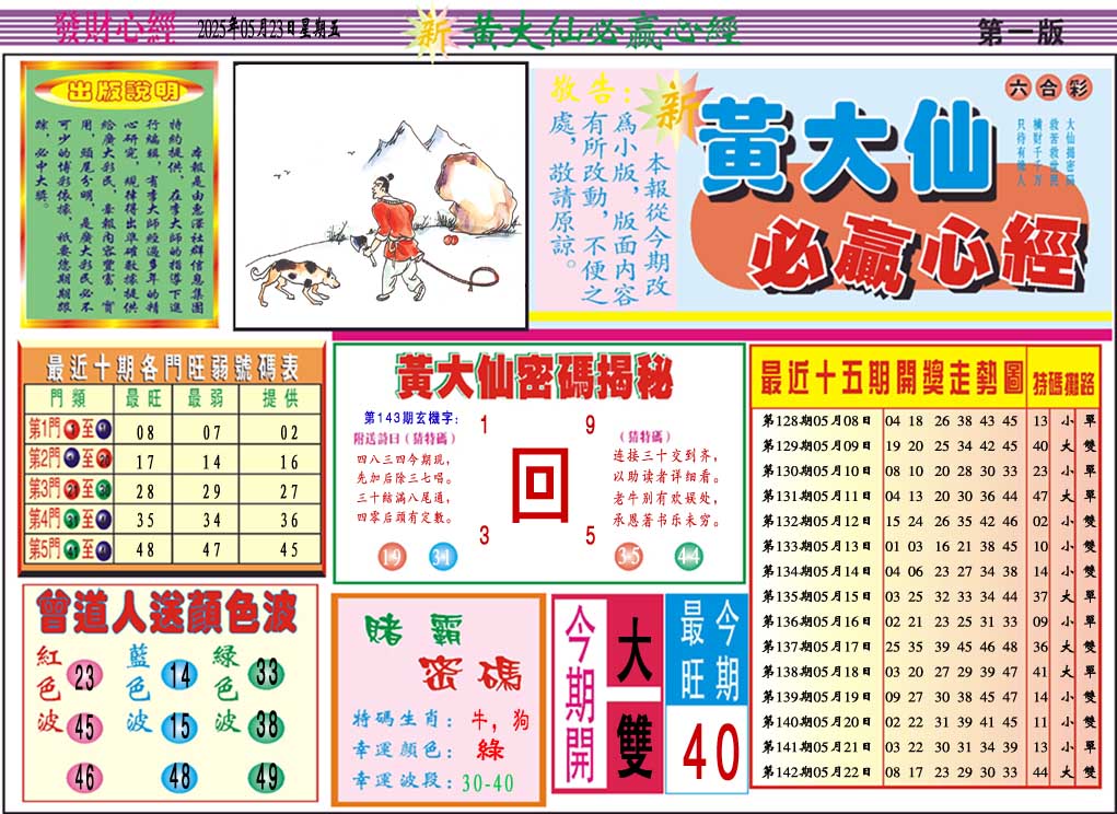 143期黄大仙必赢心经A[图]