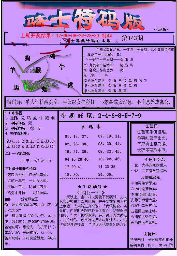 143期骑士特码版[图]