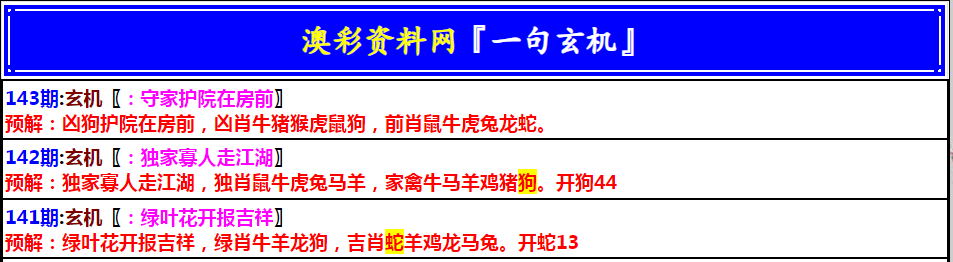 143期澳门一句玄机[图]