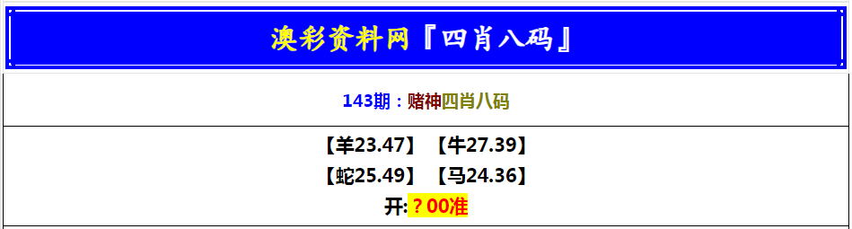 143期赌神四肖八码[图]