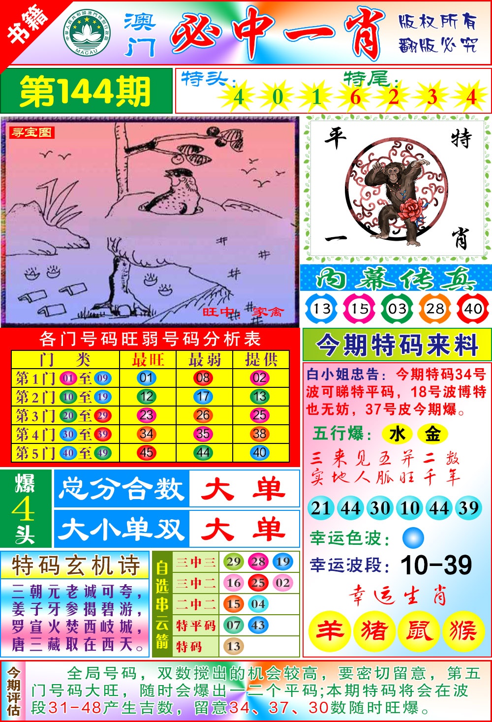 144期澳门玄机一特[图]