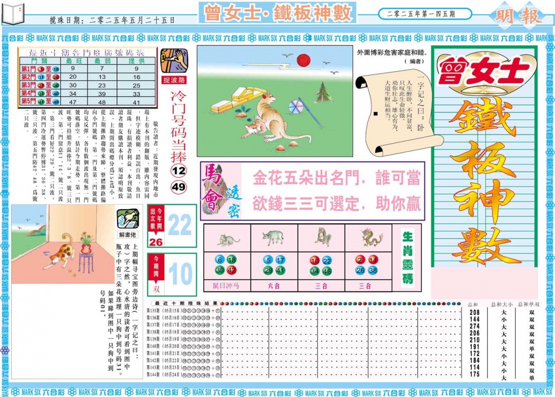 145期曾女士铁板神数A[图]