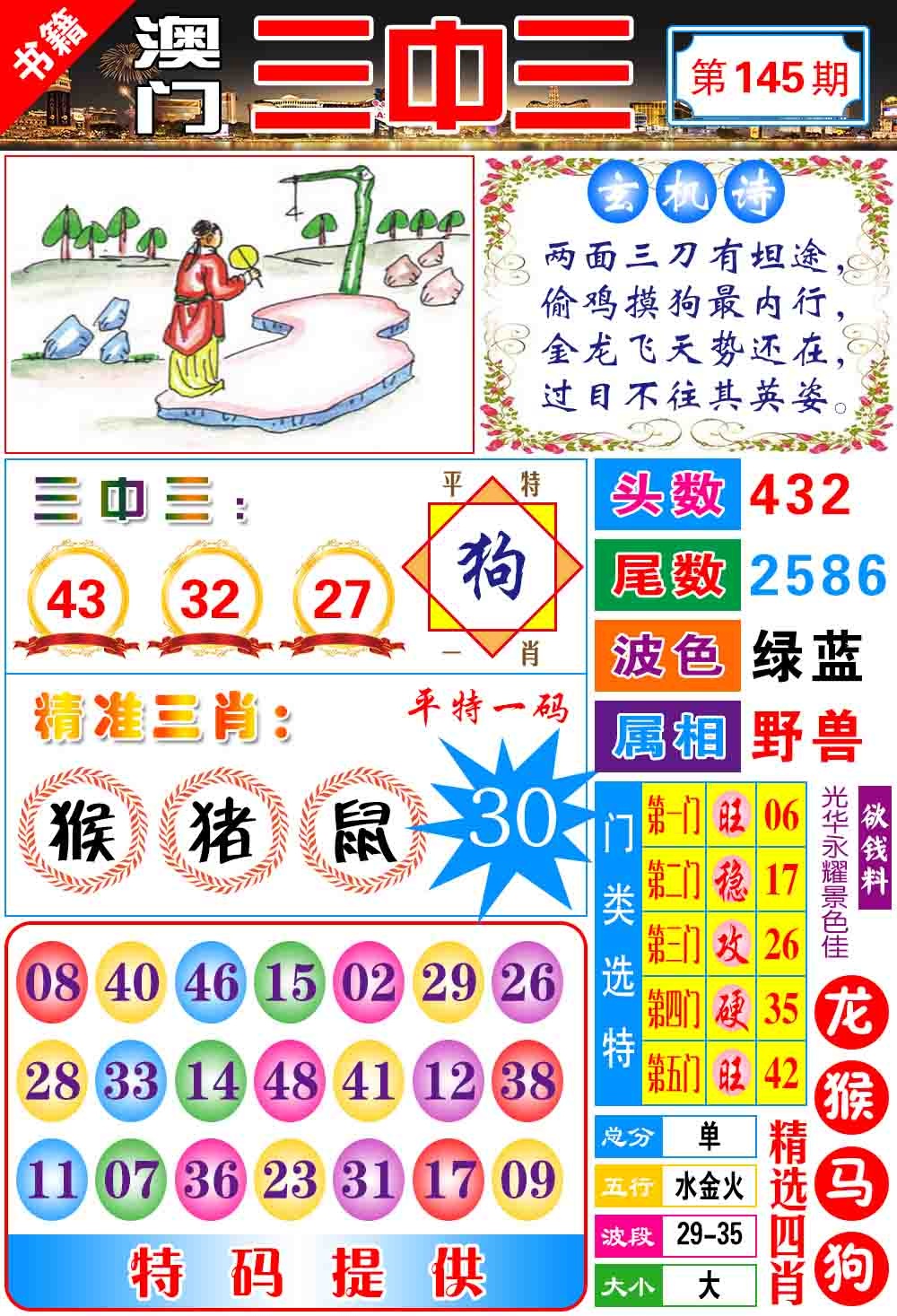 145期澳门宝典三中三[图]
