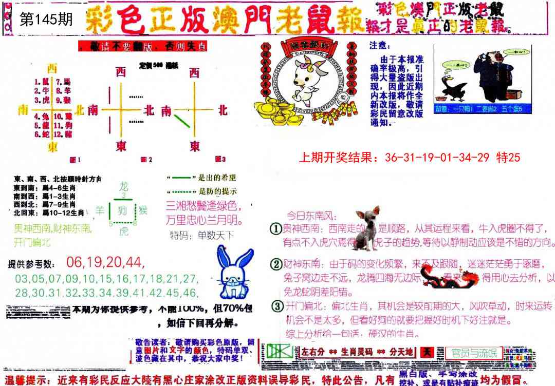 145期彩色正版澳门老鼠报[图]
