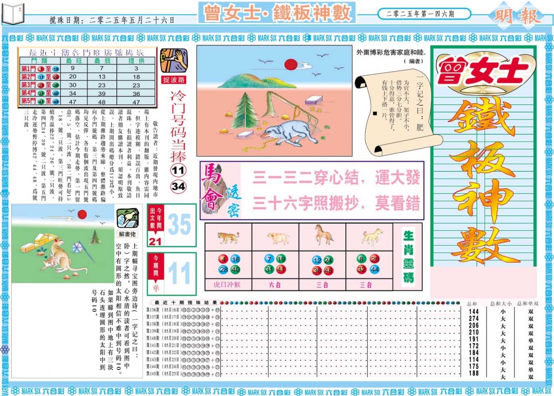 146期曾女士铁板神数A[图]