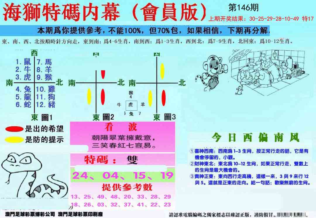 146期另版海狮特码内幕报[图]