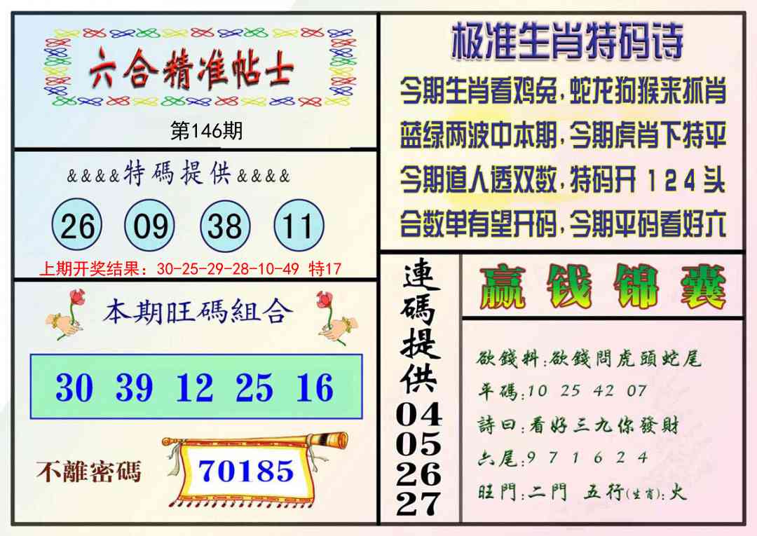 146期精准贴士[图]