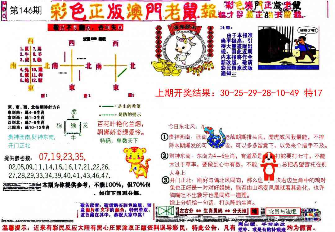 146期彩色正版澳门老鼠报[图]