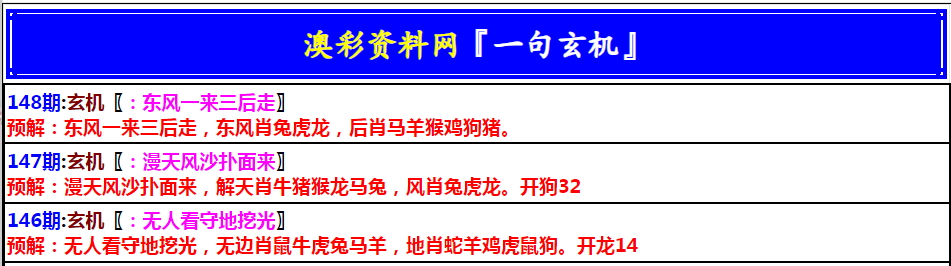 148期澳门一句玄机[图]