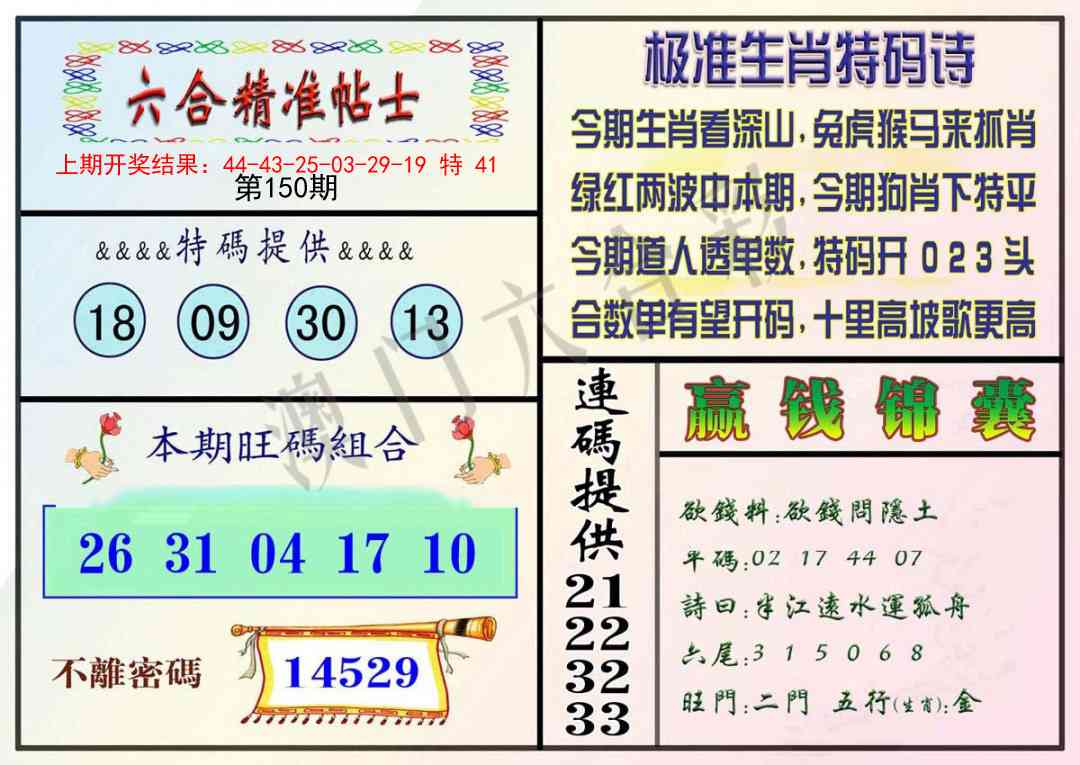 150期精准贴士[图]