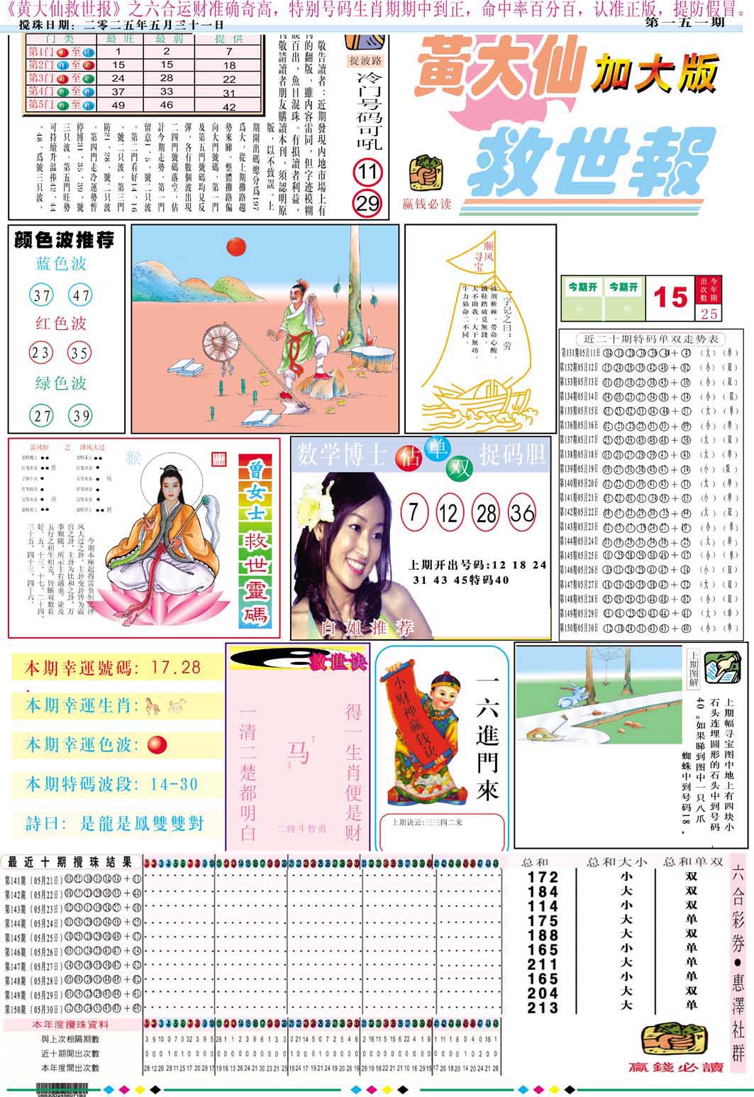 151期黄大仙救世A加大版[图]