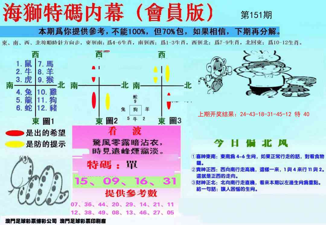 151期另版海狮特码内幕报[图]
