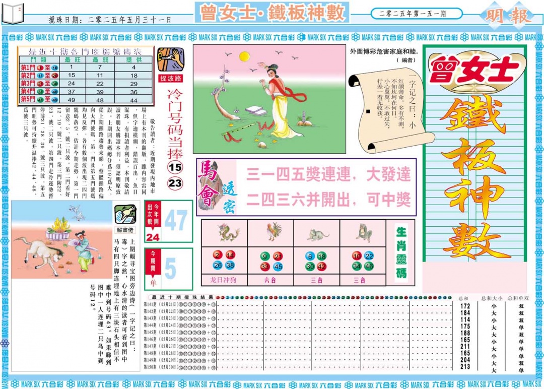 151期曾女士铁板神数A[图]