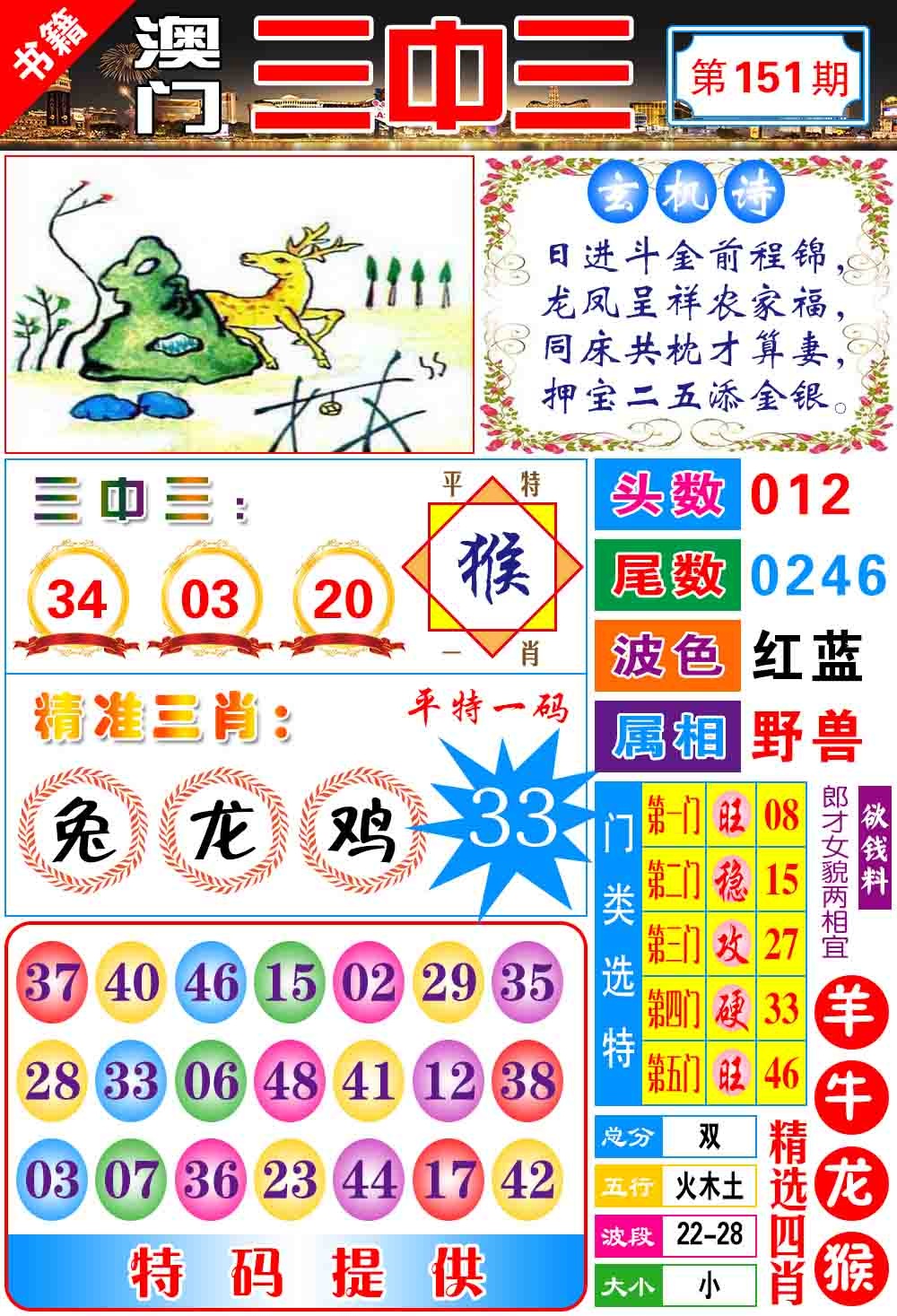 151期澳门宝典三中三[图]