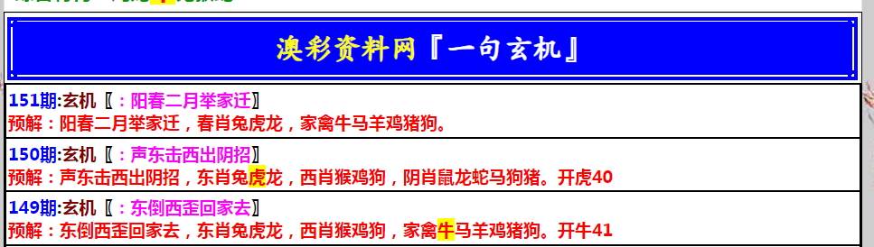151期澳门一句玄机[图]