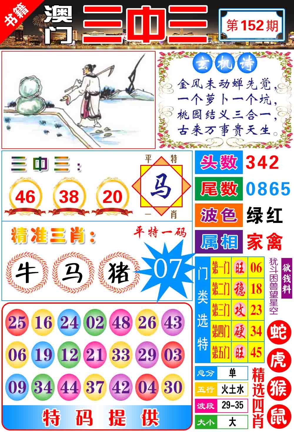 152期澳门宝典三中三[图]