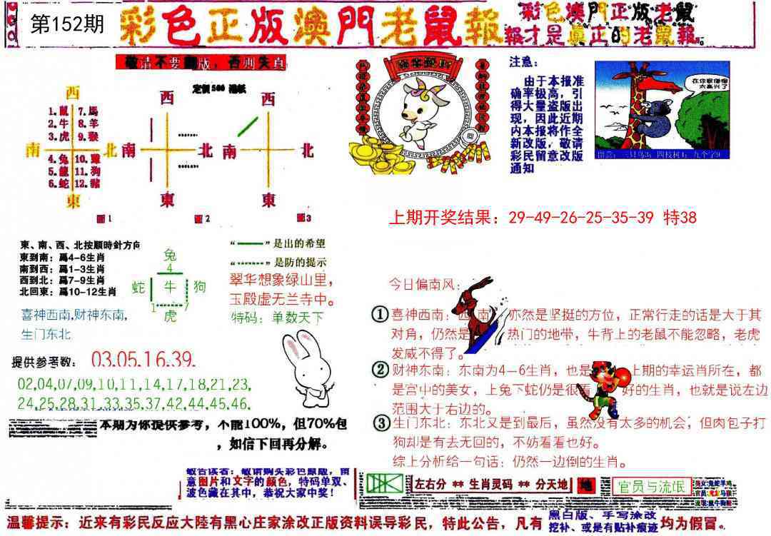 152期彩色正版澳门老鼠报[图]