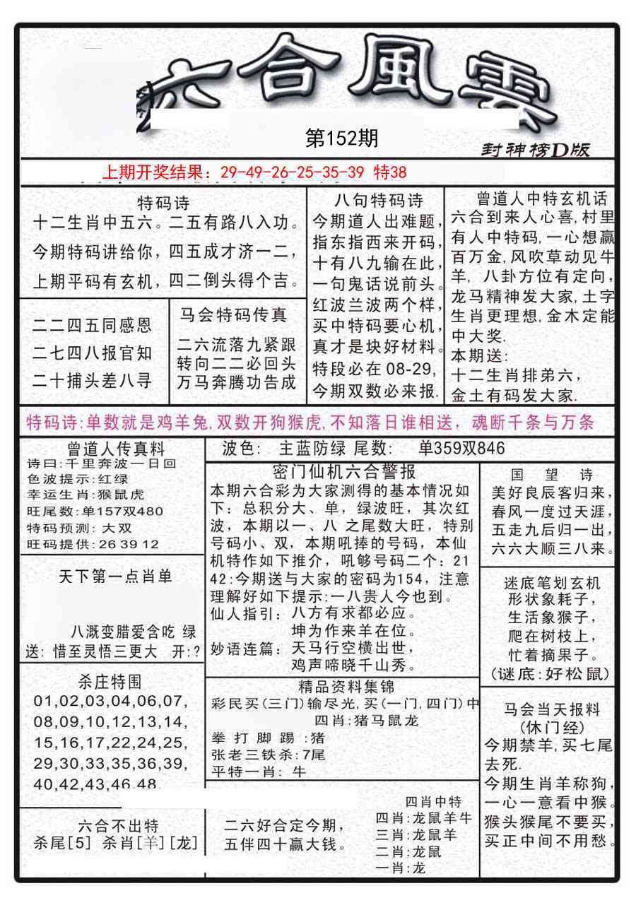 152期六合风云A[图]