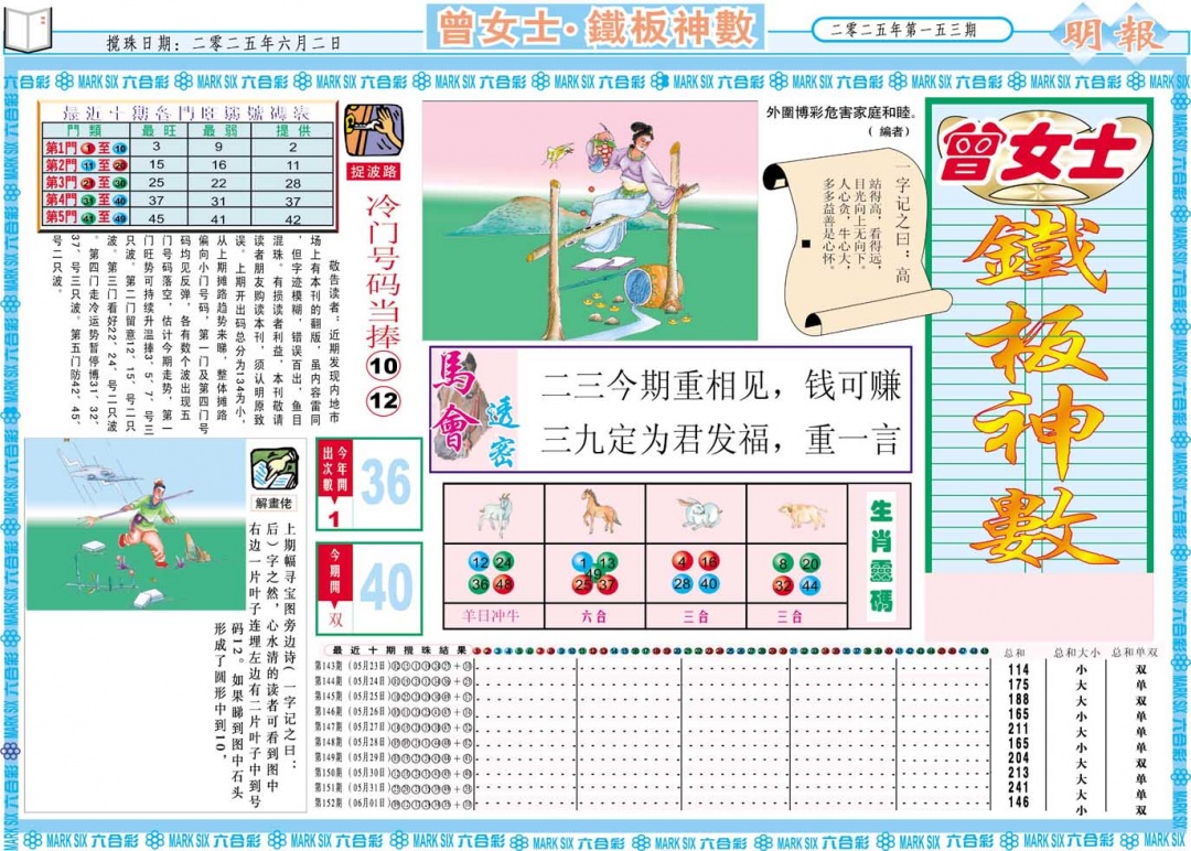 153期曾女士铁板神数A[图]