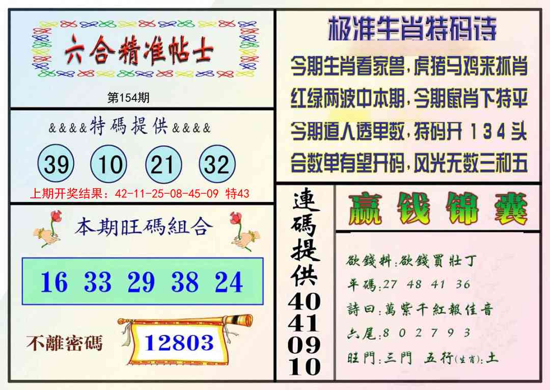 154期精准贴士[图]